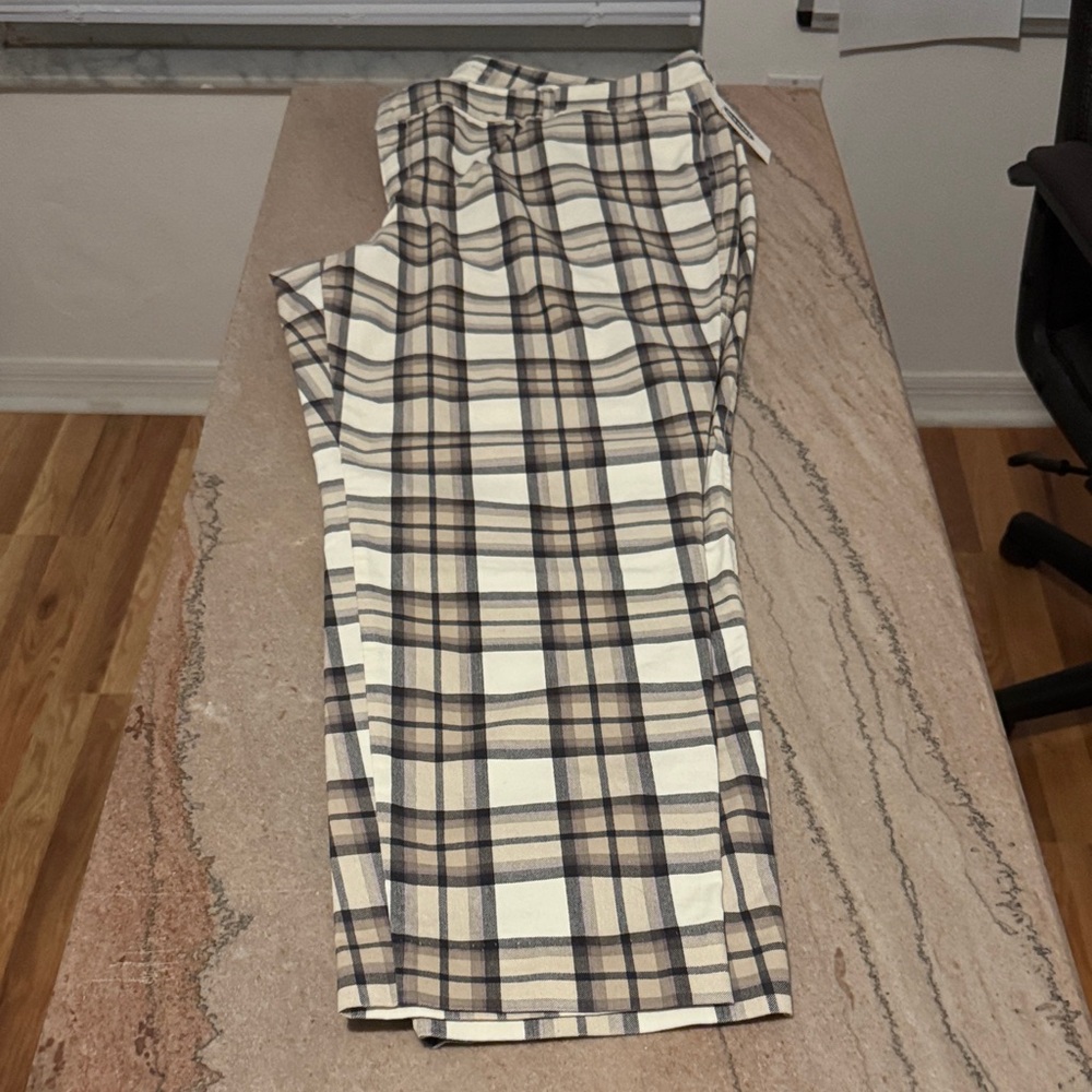 Old Navy Chinos - Cream and Brown Plaid